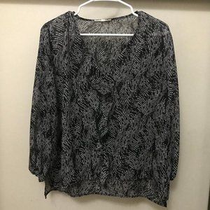 fun2fun Black & White Pattern Ruffle Neck/…